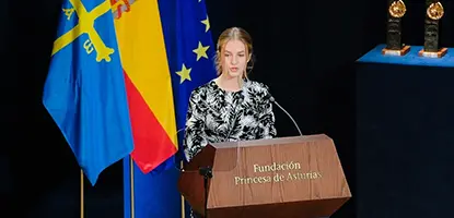 S.A.R. la Princesa de Asturias durante su discurso de la Ceremonia de los Premios Princesa de Asturias 2022 en el teatro Campoamor