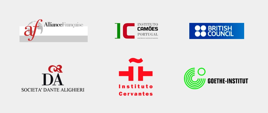 Alliance Française, Società Dante Alighieri, British Council, Goethe Institut, Instituto Cervantes e Instituto Camões