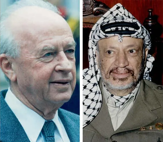 Isaac Rabin y Yaser Arafat