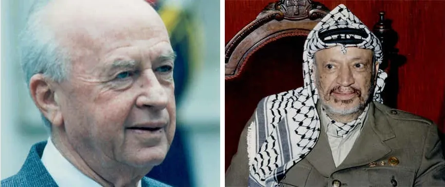 Isaac Rabin y Yaser Arafat